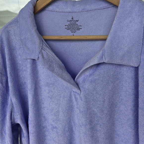 Cuddl Duds Purple Sweatshirt Sz L Women Short Sleeve Relaxed Top Fluffy New - Picture 8 of 9